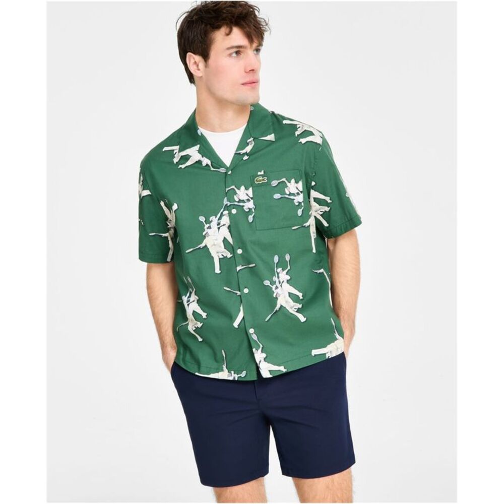 Lacoste Mens Relaxed-Fit Rene Short-Sleeve Button Up Shirt, NWT